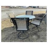 48 inch Round Glass Top Patio Table w/ 4 Chairs