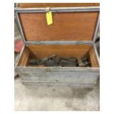 Wooden Box & Lid w/ Wood Trays & Tools