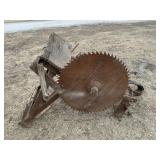 Old Belt Driven Buzz Saw on Stand