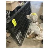 1 Wire Dog Kennel & Concrete Dog Statue