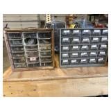 2-Small Plastic Tray Organizers w/ Misc Items