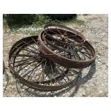 4 Steel Wheels & 1 Cultivator Wheel