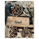 Pallet of Cylinder Stops, Prybar, Log Chains & Moe