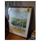 Watercolor print, "Colors", needs new glass,