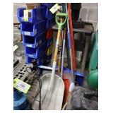Assorted rakes, shovels