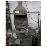 White metal melting pot with hood