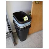 Lot of waste baskets