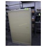 Roll front metal cabinet