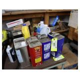 Assorted fluids, 50:1 Fuel, WD-40, denatured