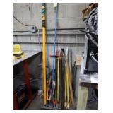 Lot of assorted picks, pry bars, bolt cutters,