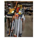 Assorted tripods, monopod, measuring stick