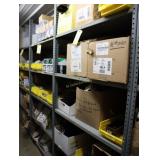 Contents of the shelving unit, plastic boxes,