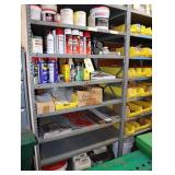 Shelf contents, assorted lubricants, plates,