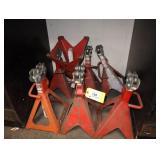 Lot of 7 wire reel pipe stands