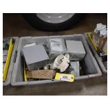 Bin of assorted electrical supplies
