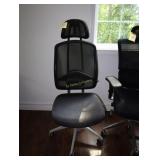 Black fabric ergonomic roller chair