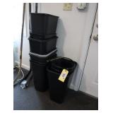 Lot of waste baskets