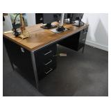 Metal desk & matching credenza