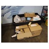 Lot of take-out containers, plastic utensils,