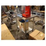 Stainless steel rolling table, 3 ft x 2 ft