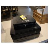 Lot of 2 cash drawers, 1 cash box