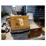 Assorted bins, busboy bins, crates