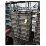 Stackable plastic totes with some covers