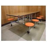 MidCentury 8 seat cafeteria table-orange