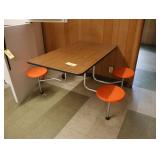 MidCentury 4 seat cafeteria table-orange