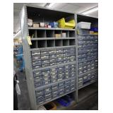 Metal shelving unit and parts cabinets
