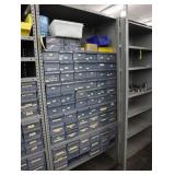 Metal shelving unit and parts cabinets