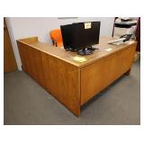 Wooden desk with secretarial return, orange