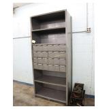 Metal shelving unit and parts cabinet