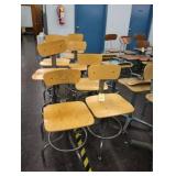 Vintage Metal/wood adjustable height shop chairs