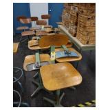 Vintage Metal/wood adjustable height shop chairs