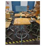 Vintage Metal/wood adjustable height shop chairs