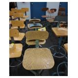 Vintage Metal/wood adjustable height shop chairs
