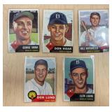5 1953 TOPPS BASEBALL CARDS    HIGH NUMBERS