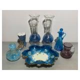 Blue Cruet, Vases, Bowl, Boot etc