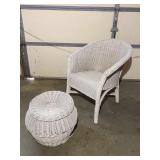 Wicker Chair & Storage Table
