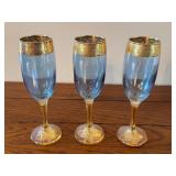 3 J Preziosi Italian Blue w/Gold Overlay
