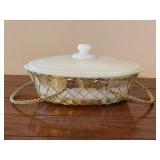 Covered Serving Dish w/Carrying Basket