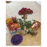 Fall Decor, Flowers, Greenery, Hat, etc