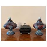 Pair of Covered Urns & Keepsake Box