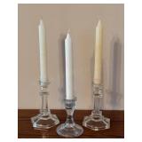 3 Candle Holders w/Candles