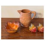 Floral Pitcher, Leaf Bowl & Leaf Salt/Pepper
