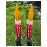 Pair of Lighted Noel Candle Blow Molds