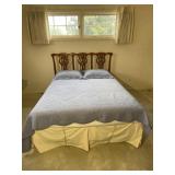 Chippendale Style Bed Wood Head Board Vintage
