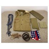 Vintage Boy Scout Items Group of 8 Shirt Hat Belt