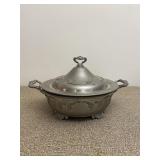 Silver Tone Serving Dish with Lid & Handles